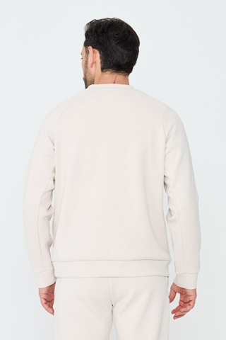 White Stone Kırık Beyaz Pamuklu Erkek Basic Sweatshirt Off-whıte