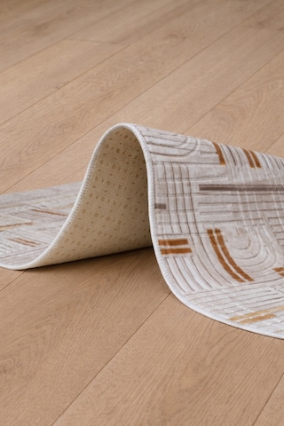 Kahverengi Geometrik Desenli Koridor Halısı Modern Boho Runner Halı Kaymaz Tabanlı, Yıkanabilir, Uzun Halı Fch3005 Bej