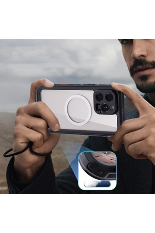 Apple Uyumlu iPhone 16 Pro Max Kılıf 360 Ön Ve Arka Koruyucu Kapak Su Geçirmez 1-1 Silikon Zırhlı Kapak Siyah