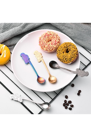 Konesam 304 Çelik Deniz Kızı Desenli Altın Renkli Çay Kahve Kaşığı, Ev Partisi Hediyelik Spoon, Opp Çanta İle Paketli Diğer