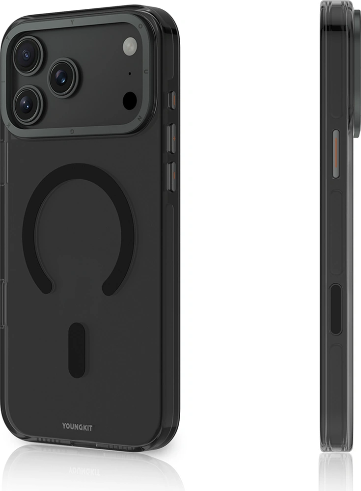 Apple Uyumlu iPhone 17 Pro Kılıf M-safe Şarj Özellikli Şeffaf Youngkit Crystal Shield Serisi Kapak Siyah Siyah