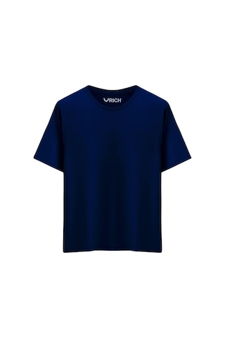 Rich Erkek 2 Li Paket %100 Pamuk Oversize Tişört Basic Bisiklet Yaka Kısa Kollu T-shirt Lacivert