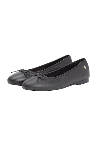 Tommy Hilfiger Kadın Toe Cap Leather Ballerina Shoes - Siyah Triple Black