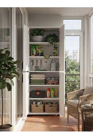 Mardo 4 Kapaklı Beyaz Çok Amaçlı Mutfak Banyo Ofis Kiler Balkon Dolabı Beyaz