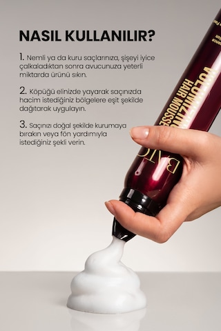Sert Tutuşlu Hacim Ve Bukle Belirginleştirici Saç Köpüğü