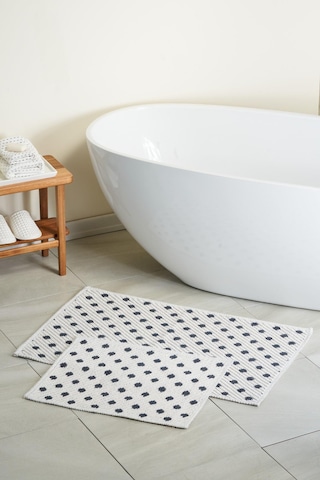 Freya Doğal Pamuklu 2'li Banyo Paspas Seti 60x100+50x60 Cm - Antrasit Antrasit