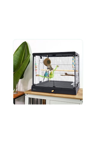 Dayang - 111 - Üstten Açılır Cam Kafes - Shopılke - 62 42 55cm Siyah