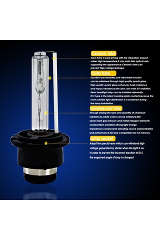 Vkemall D2s Xenon Far Ampulü 35w 6000k Işık Gücü Çift Paket Çok Renkli