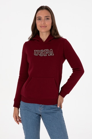 U.S. Polo Assn. Kadın Bordo Şardonlu Kapüşonlu Basic Sweatshirt 50313566-VR014