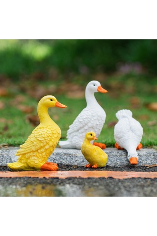 Maotai 4 Adet Komik Ördek Heykelleri Figürinler Havuz Arka Bahçesi Sarı Beyaz Için Dekorasyon