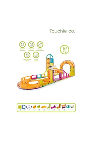 Magnetic Dıy Mıknatıslı Manyetik Bloklar Yapı Blokları 61 Parça Stem Oyun Seti Roller Coaster