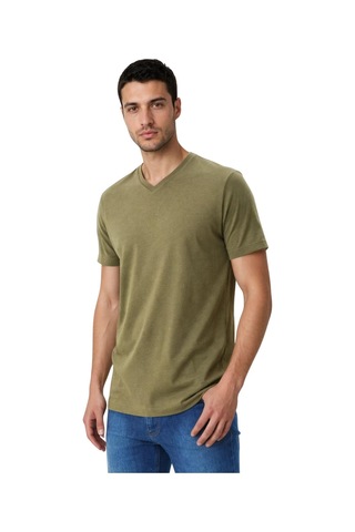 Arma Ar-ma Erkek V Yaka Tişört Baskisiz Basic Örme Kumaş Regular Fit %47 Modal %47 Pamuk %6 Likra 30/1 Penye Modal Full Likra Süprem Y31344473102 Haki-h1
