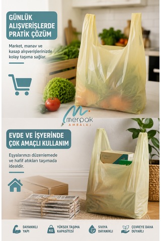 Kalın Sarı Poşet Büyük Boy 1 Kg 30x60 Cm Market Manav Poşeti Çöp Poşeti Hışır Atlet Poşet