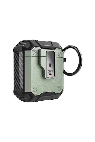 Mobilefix Air-pods Airbag 35 Darbelere Karşı Dayanıklı Düğmeli Kılıf-yeşil Yeşil