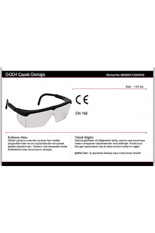 Starline G-004-C Koruyucu Şeffaf Gözlük