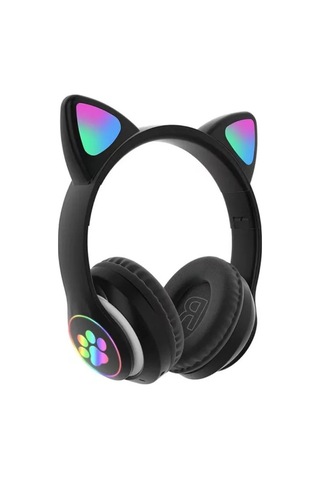 Kart Girişli Radyolu Bluetooth 5.0 Kulaklık Yüksek Ses Akıllı Led Işıklı Kedi Kulaklık X-28