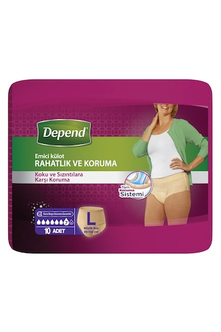 Depend Emici Külot Lohusa Pedi Kadın L Beden 1 Paket 10 Adet