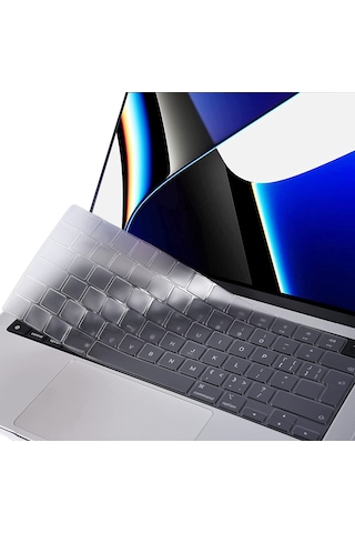Apple Uyumlu MacBook Pro 14.2' 2021 A2442 M1 Silikon Klavye Koruyucu Türkçe