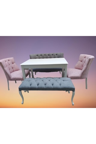 Berjer Çay Set Kayın Lüken Aslan Iskelet Parlak Beyaz Kapitone Dö Abanoz - Beyaz