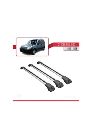 Citroen Berlingo 2003-2008 Arası İle Uyumlu Ace-1 Ara Atkı Tavan Barı Gri 3 Adet Bar