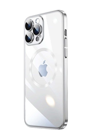Zeyline Apple Uyumlu iPhone 13 Pro Max Wireless Şarj Özellikli Sert Pc Zore Riksos Magsafe Kapak-gümüş