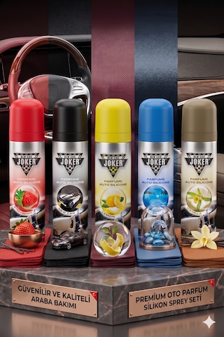Torpido Deri Plastik İçin Parlatıcılı Silikon Oto Kokusu Parfüm Sprey 5 Adet Karışık Kokulu 200 Ml 001