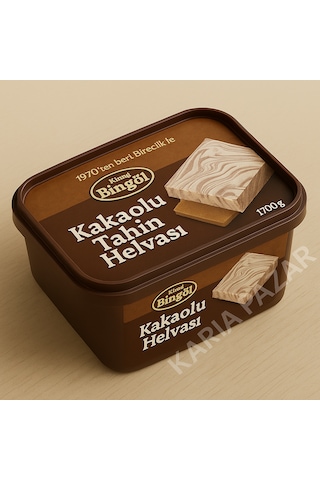 Bingöl Kakaolu Tahin Helvası 1700 G El Yapımı Büyük Boy