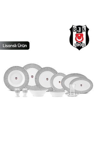 Karaca x Beşiktaş Lisanslı Forever Bone 60 Parça 8 Kişilik Yemek Takımı Platin