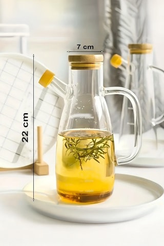 Bambu Kapaklı Borosilikat Cam Yağlık Yağdanlık 1000 Ml