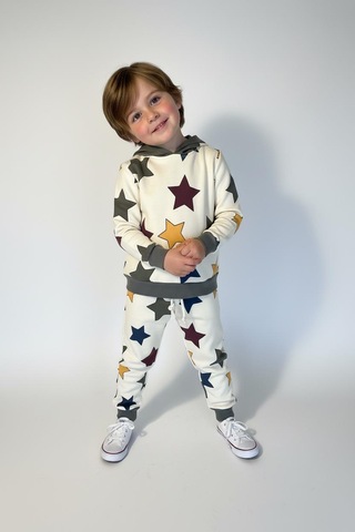 Yıldız Baskılı Kapşonlu 2 Li Takım Haki