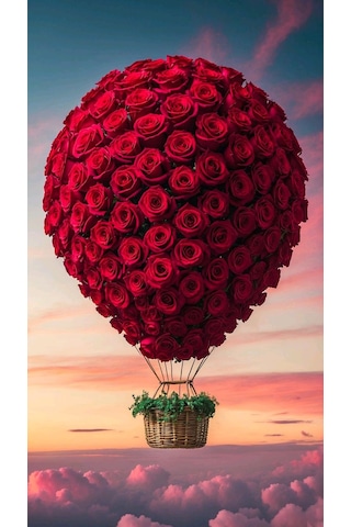 Aşkla Uçan Balon V2 Ev Duvar Salon Güzellik Salonu Ofis Dükkan Dekarasyon Kanvas Tablo