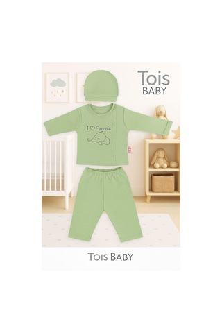 Tois Baby 3 Lü Avantajlı Set Hediyelik Organik Hastane Çıkışı Bebek Takımı 0-3 Ay Ekru Pembe Yeşil