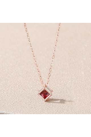 Kırmızı Tancise 925 Ayar Gümüş Klasik Kadın Kolye Kolye Zirkon Moda Hediye