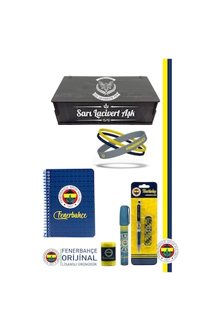 Fenerbahçe Orijinal Lisanslı Kalem Bileklik Bloknot Hediyelik Set Sarı Lacivert 001 Sarı-lacivert