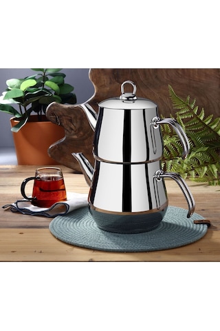 Yunusoğlu Home Aletta Büyük Boy Çelik Çaydanlık Metal Kulp Aile Boy Inox