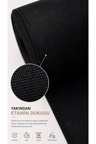 Favora Siyah Nakışlık Etamin Kumaşı 5 Metre