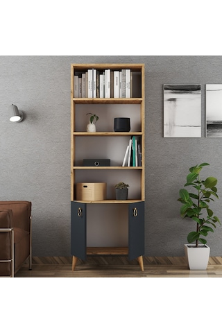 Ferniso Mobilya 2 Kapaklı Kitaplık Çam-Antrasit