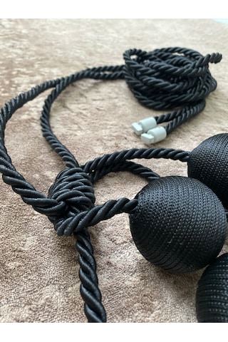 Modern Sarım 4 Toplu Braçol Kornişe Takmatik Ipli Tavan Perde Aksesuarı Siyah