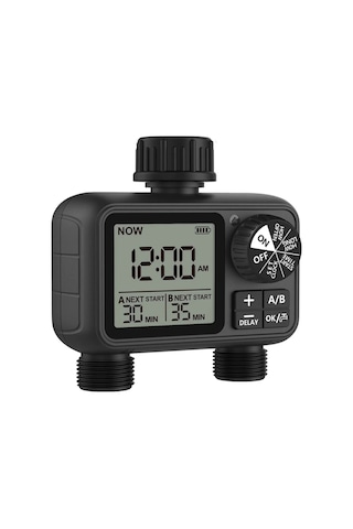 Shopytech Çift Çıkışlı Dijital Sulama Zamanlayıcı Ipx5, Lcd Ekranlı Yağmur Erteleme A/b Bağımsız Pro