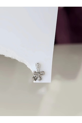 Sallantılı Fiyonk Kurdela Model Kıkırdak Piercing Tragus Helix Gümüş Renk Küpe Gümüş