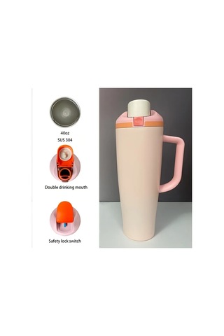 Brightnova Orange,40oz 1200ml Vakum Yalıtımlı Kulplu Termos - Sıcak Soğuk Dayanıklı Çift Cidarlı Matara, Kaymaz Tutma Yeri, Sızdırmaz Kapak - Seyahat Ofis Kamping İçin - Çok Renk Seçeneği 07 Beyaz