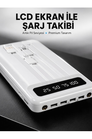 20.000mah Taşınabilir Powerbank Pd Teknolojili Çift Usb Çıkışlı Yeni Nesil - Lisinya Beyaz
