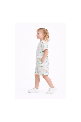 Harika Kids Kız Çocuk Şortlu Takım Yazlık Pamuklu Tişört Şort 2 Li Set Beyaz