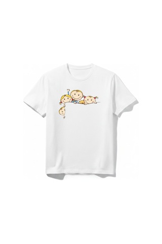 Urbantrendstore Unisex Kız Çocuk Erkek Çocuk Bisiklet Yuvarlak Yaka Basic Kısa Kollu %100 Pamuk Tişört Beyaz