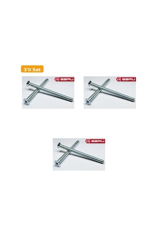 3'lü Set Göbek Kilit Barel Vidası M5x60 10'lu Paket 30 Adet 1