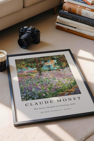 Claude Monet The Artist's Garden At Giverny Çerçeveli Tablo - Eklektik Tarz Duvar Dekoru