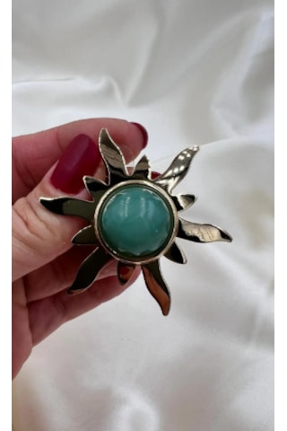 Bb İthal Yeşil Güneş Küpe Altın - Yeşil