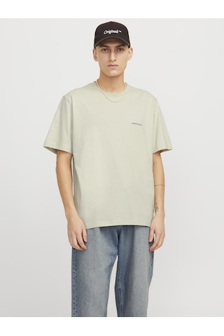 Jack & Jones Erkek Sirt Baskili Bisiklet Yaka Tisört - Split - 12297539 Celadon Tint