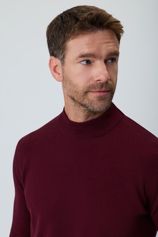 Morven Erkek Koyu Bordo Basic Yarım Balıkçı Yaka Dinamik Fit Triko 27kc017001752 Koyu Bordo