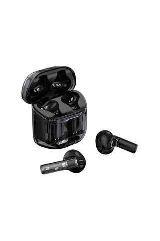 Leezsing S11 Bluetooth 5.3 Kulaklık: Şeffaf Gövde, Kayıpsız Ses, Suya Dayanıklı, Uzun Pil Ömrü, Akıllı Gürültü Engelleme, Parmak İzi Kontrolü - Siyah